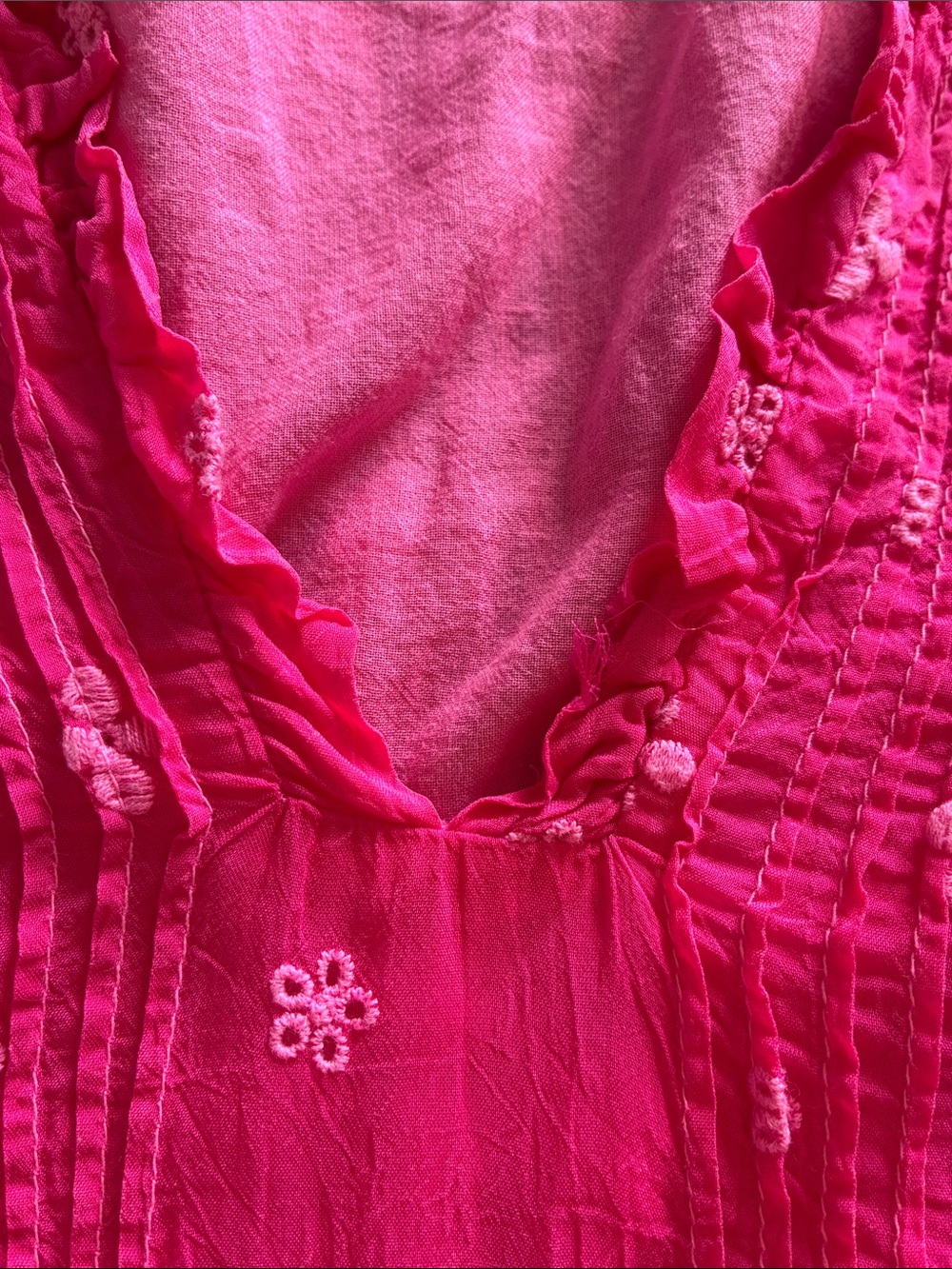 Johnny Was Athena pleated eyelet baby doll top pink READ DESC. - Picture 5 of 5